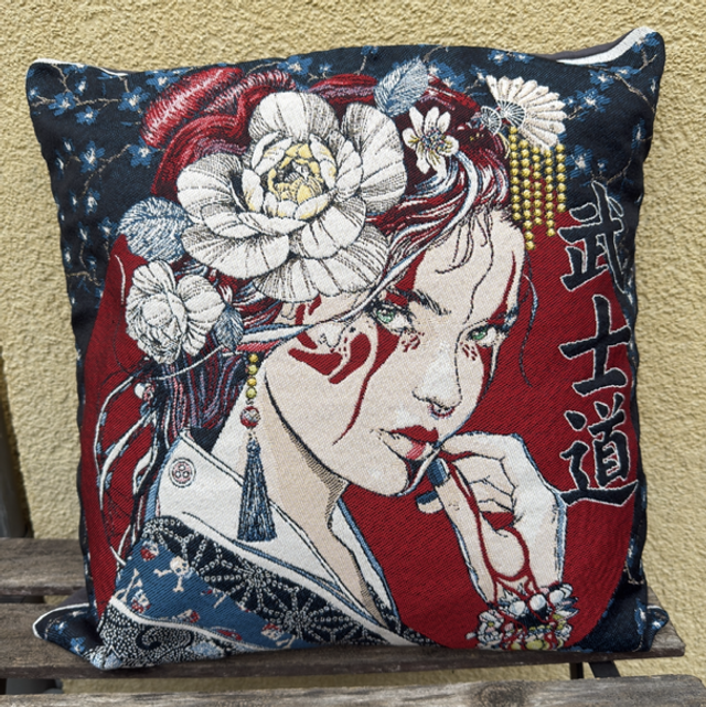 Fourre de coussin Geisha bleu 