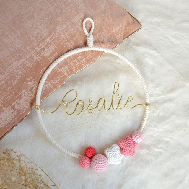 Couronne murale étoile tons rose (20cm)