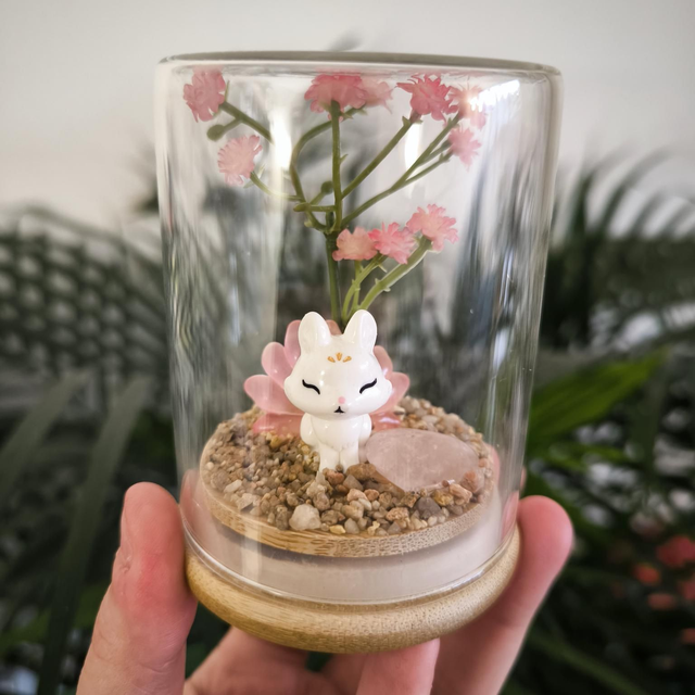 Ami protecteur - Kitsune rose (quartz rose)