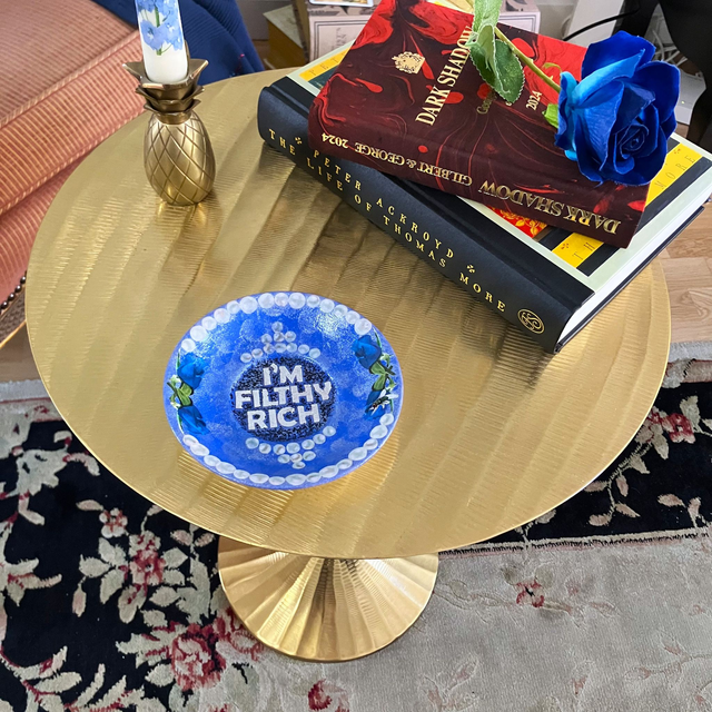 "I'm Filthy Rich" Blue Upcycled Trinket Dish - House of Frisson