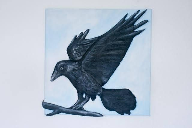 'Raven' Original 3D Acrylic Painting by Artist Purple Faye.