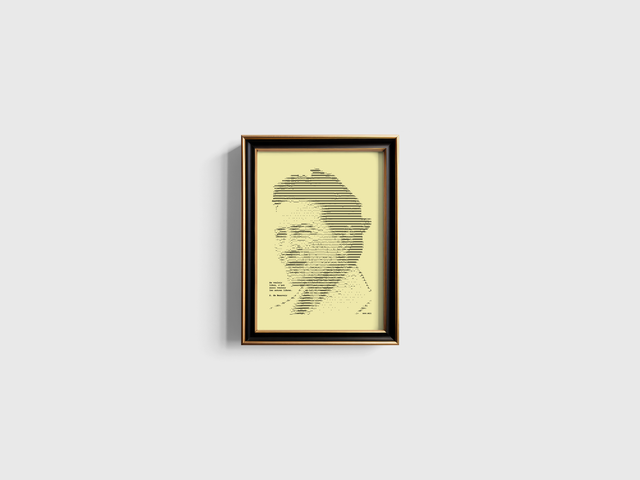 A4 Schreibmaschinen-Porträt Simone de Beauvoir 1 mit Zitat in Schwarz auf Elfenbein