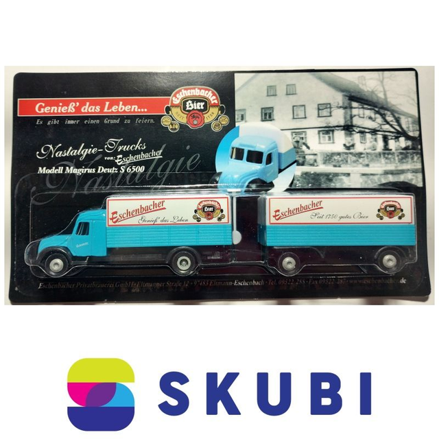 Reklamní kamion s vlekem - Magirus Deutz S 6500 - Eschenbacher Bier - Genieß´ das Leben... - model 1:87 H0