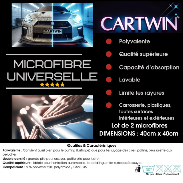 Lot de 2 Microfibres universelles
