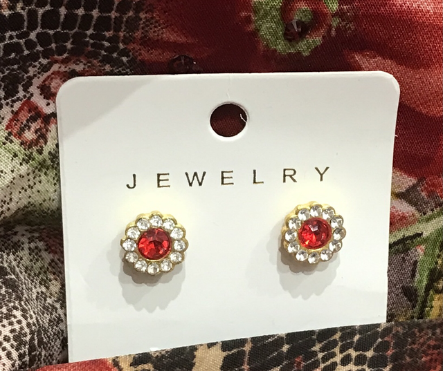 Red Stone Stud Earrings- STU31