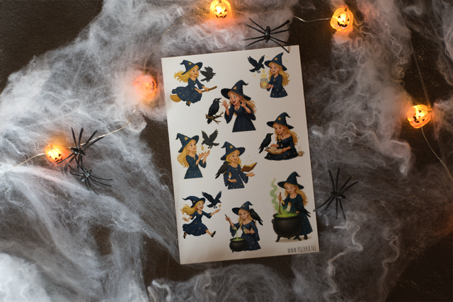Stickervel Halloween - "Magische Heksjes" - Rozeka