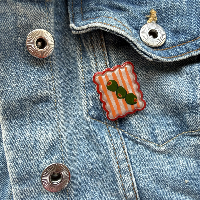 Olives Postage Stamp Pin Badge