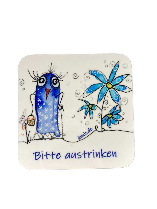Untersetzer "Vogeldame - bitte austrinken"