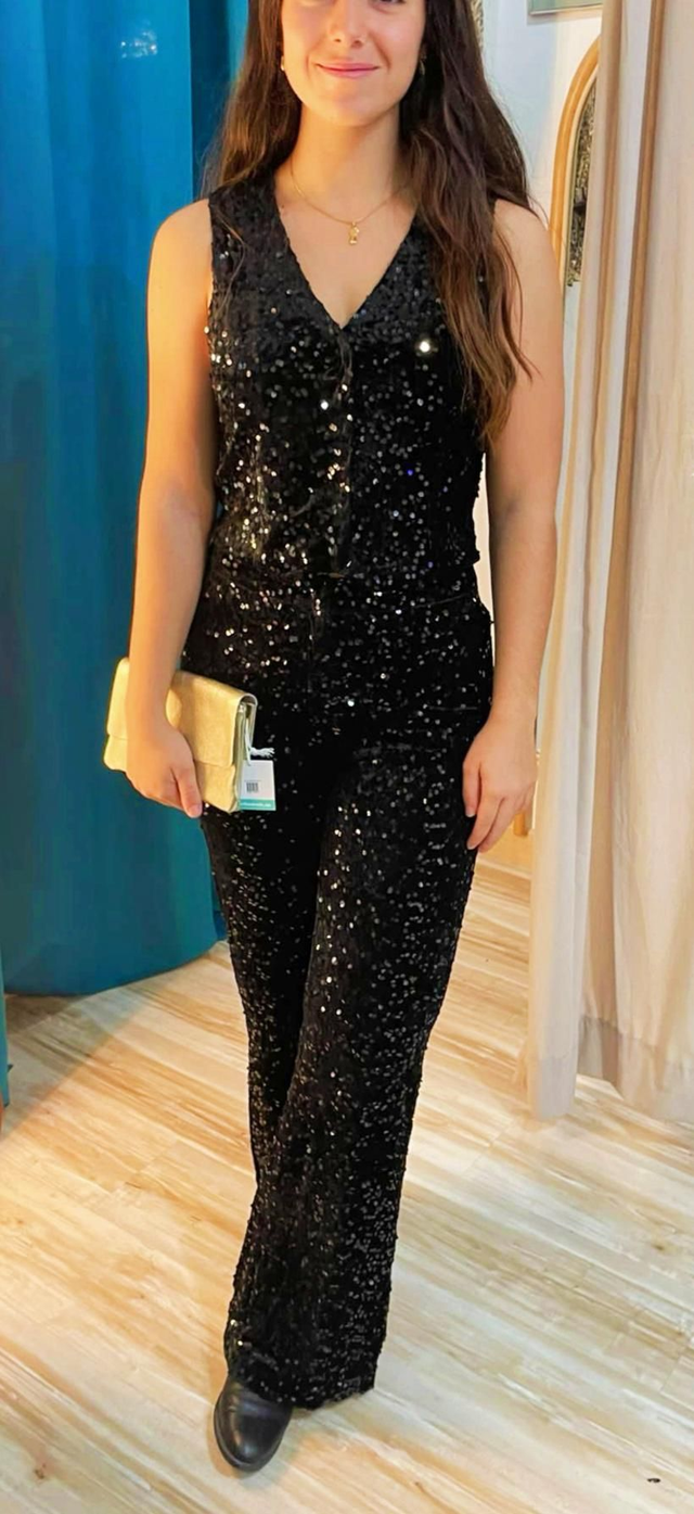 Conjunto lentejuelas chaleco y pantalón 