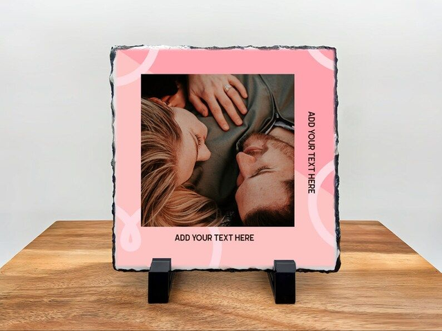 Personalised Slate Tile - Custom Rock Slate - Memories Pink