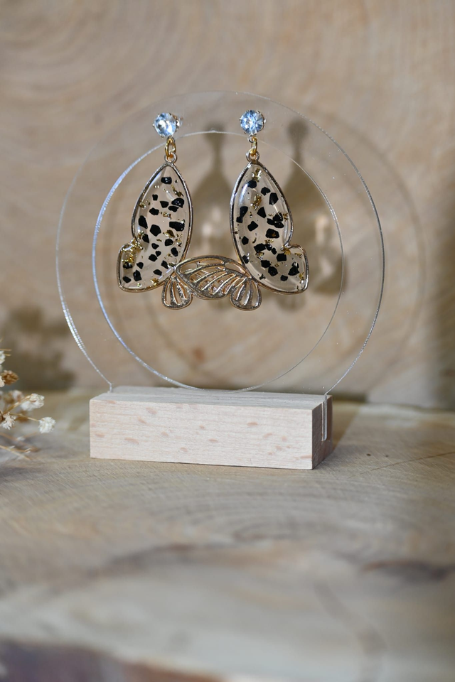 đŠPapillâOr đŠBoucles dâoreilles en RĂ©sine UV - Noirâš