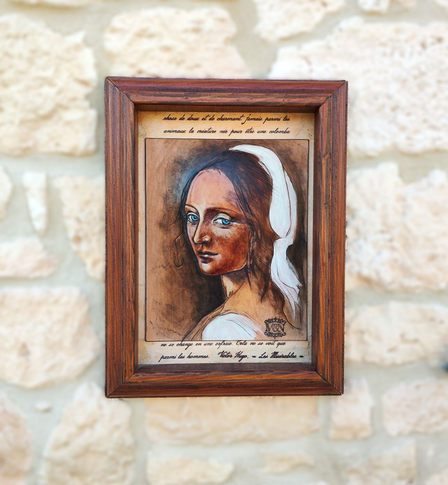 Portrait en cuir repoussé-Eponine des Misérables.