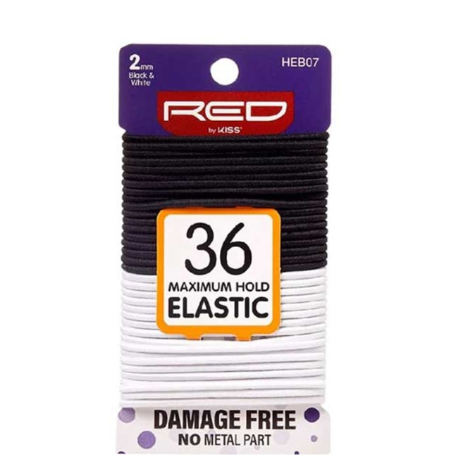 RED By Kiss: 36pc Max Hold Elastic - Black/White 2mm (HEB07)
