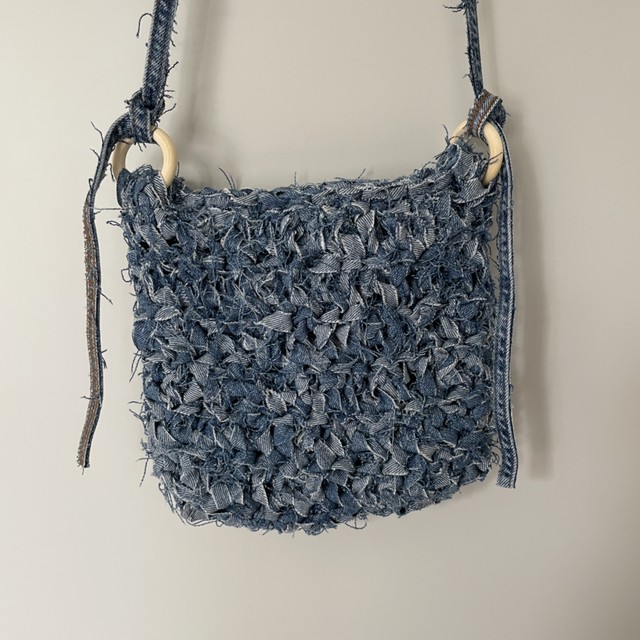 Twizzle crochet denim handbag