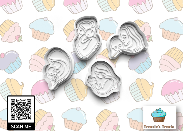 Mother and baby Fondant/cookie stamps with cutters