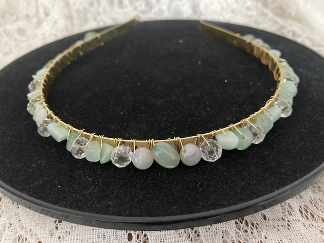 Gold or Silver Beaded Headbands Decorated with Repurposed Beads