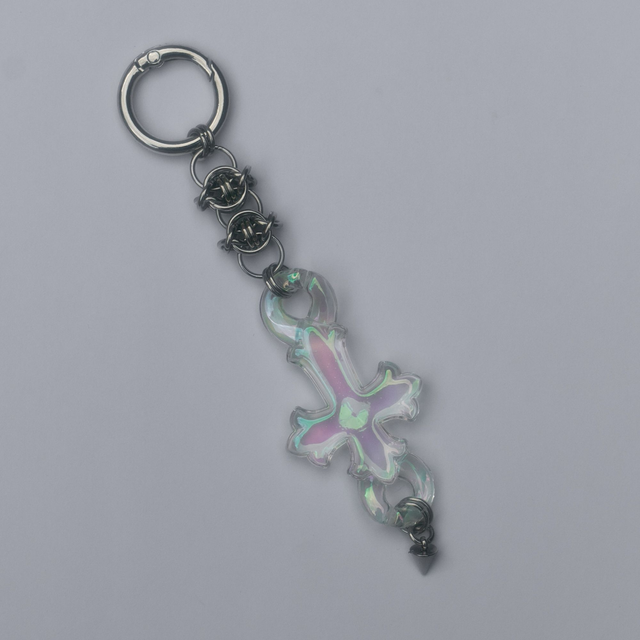 Porte-clés croix iridescente