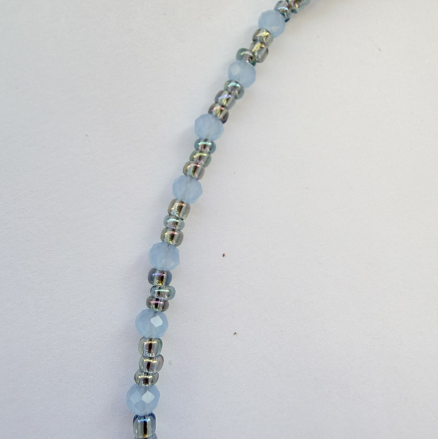 CELESTE - Powder Blue & Iridescent Blue Beaded Choker Necklace