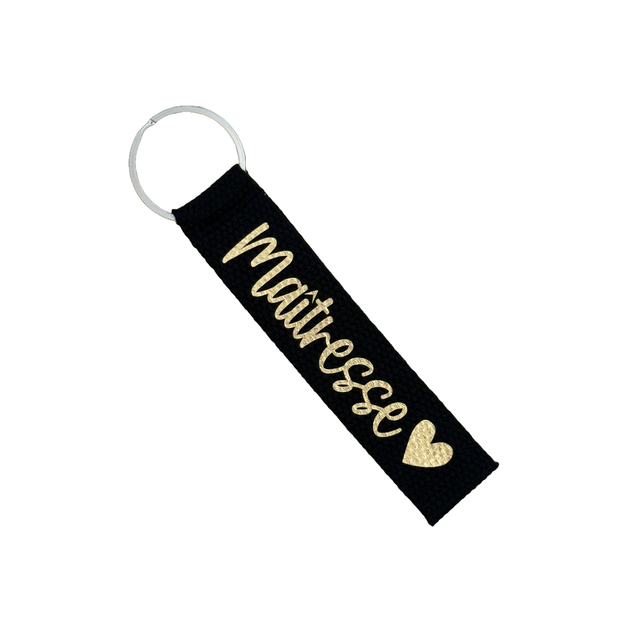 Porte Clé Noir et Doré Maîtresse