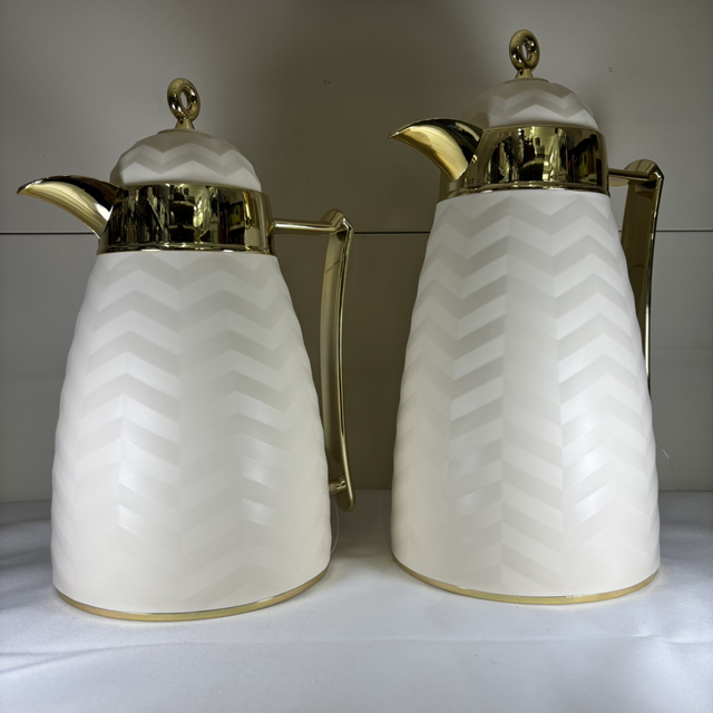 Ensemble de Thermos par 2 (vagues)- Beige-doré / noir-doré 