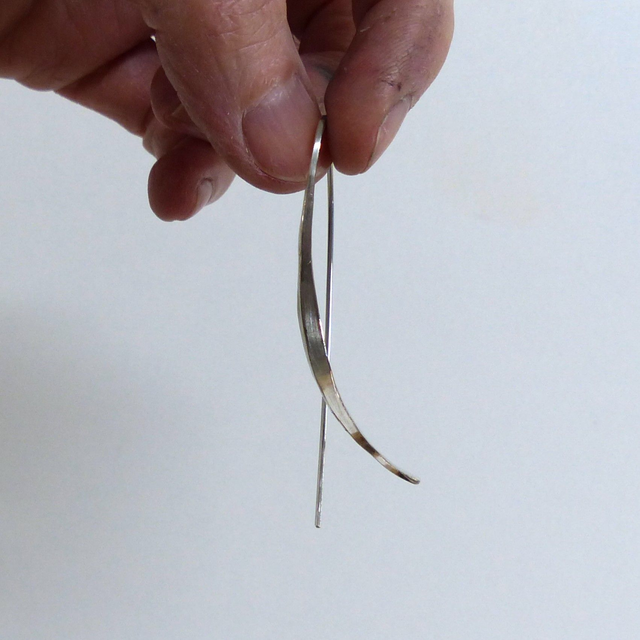 Ohrpendel vierkant lang Silber mit Platin 950/-