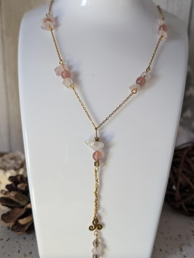 Collier 3 pierres de quartz 