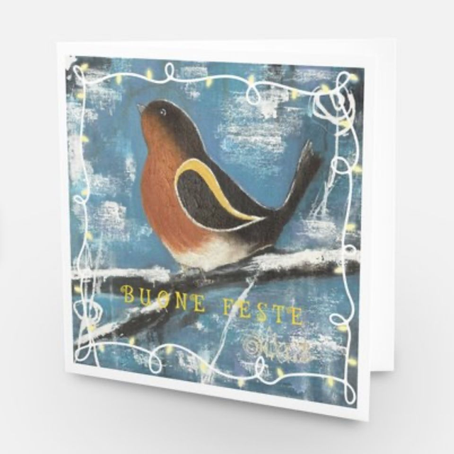 Cartolina doppia di Natale Robin