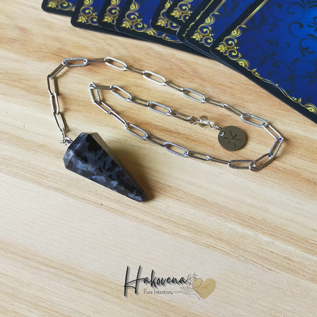 Pendule divinatoire Larvikite – Zodiaque Poissons - 0068PD