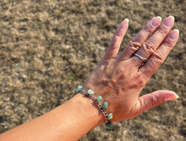 Bracelet en acier inoxydable & aventurine verte