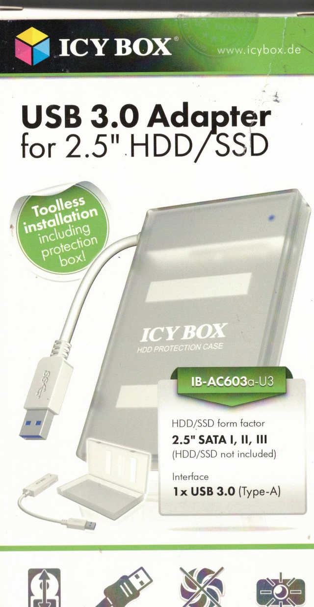 Laufwerkgehäuse USB Icy Box 2,5 Zoll transparent SSD HDD