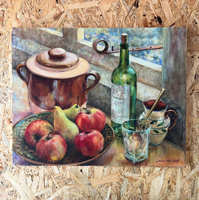 Still Life Oil On Canvas By Contemporary Artist Louise Millar Watt, Unframed, Signed