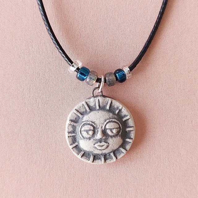 Funny Sun Necklace -  Sun Pendant - Celestial Charm Necklace - Moon Necklace