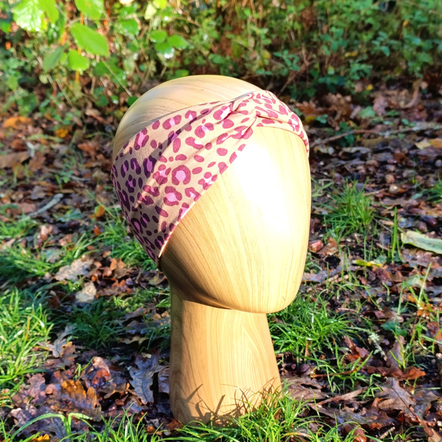 Bandeau - léopard marron et rose