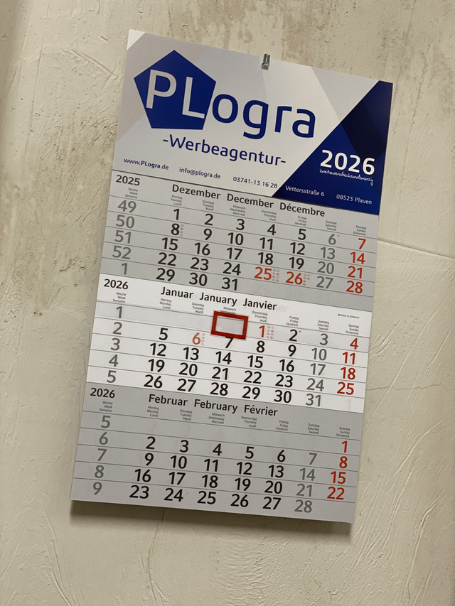 PLogra 3-Monatskalender 2026