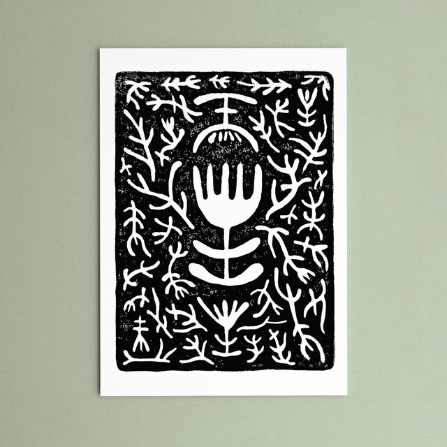 Linogravure "Runes mystiques" - Symboles et sorcellerie, incantation