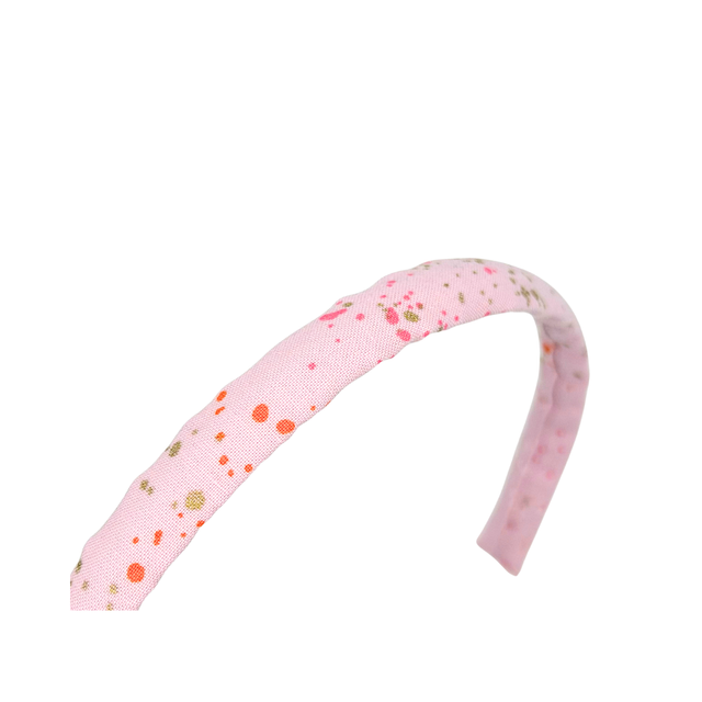 Narrow Alice Band - Sakura (Pink) Metallic Gold Speckle - Japanese Cotton