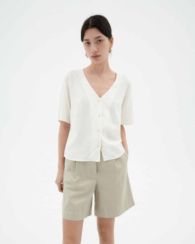 THINKING MU WHITE HEMP LIBELULA BLOUSE