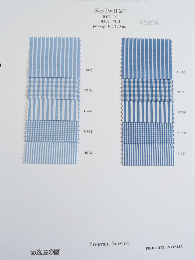 Tessuto per camicia su misura Sky twill