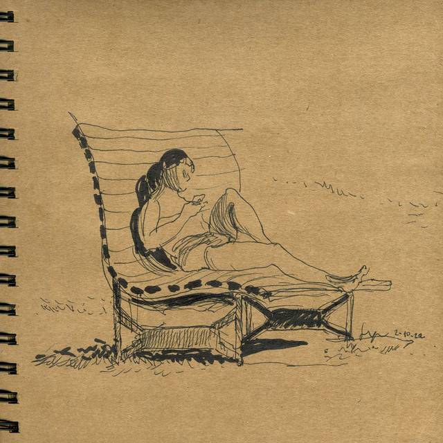 Dibujo Tomando el sol