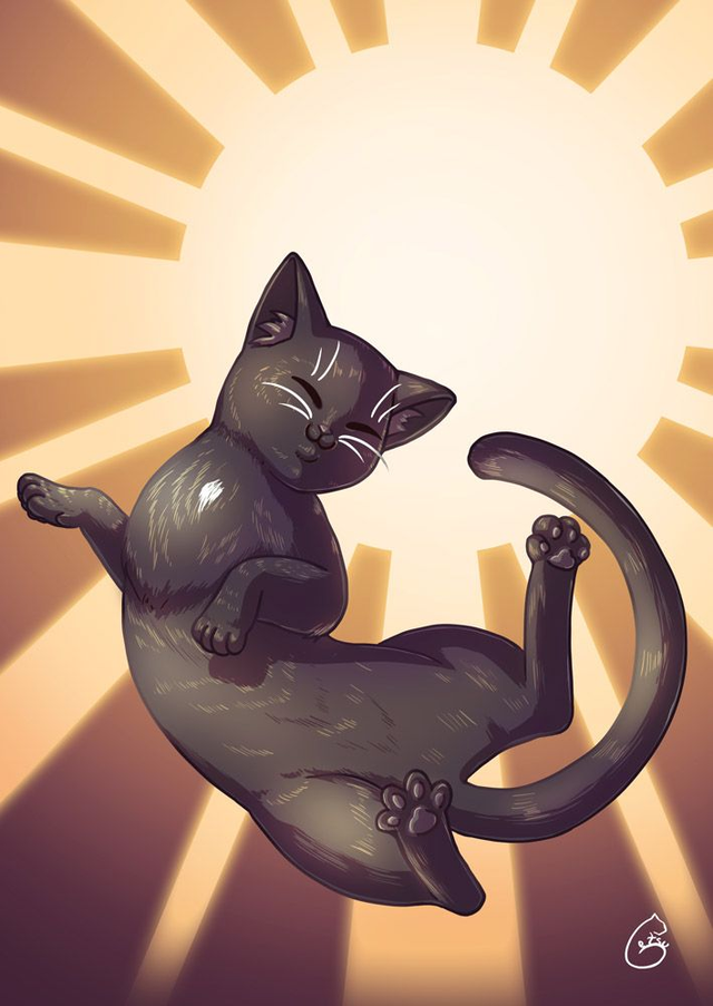 Poster A4 - chat noir et soleil