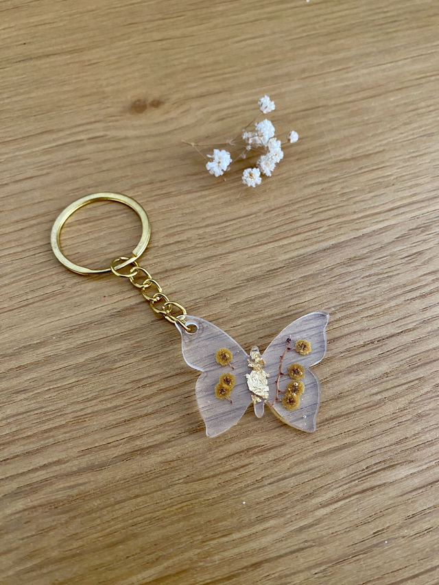Porte clé papillon - mimosa