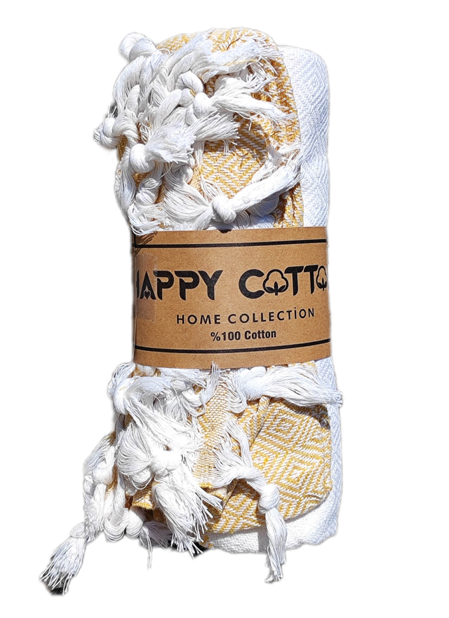 ELMAS PESTEMAL 175x90 Turecki Ręcznik na Plażę do Sauny jako Pareo ŻÓŁTY