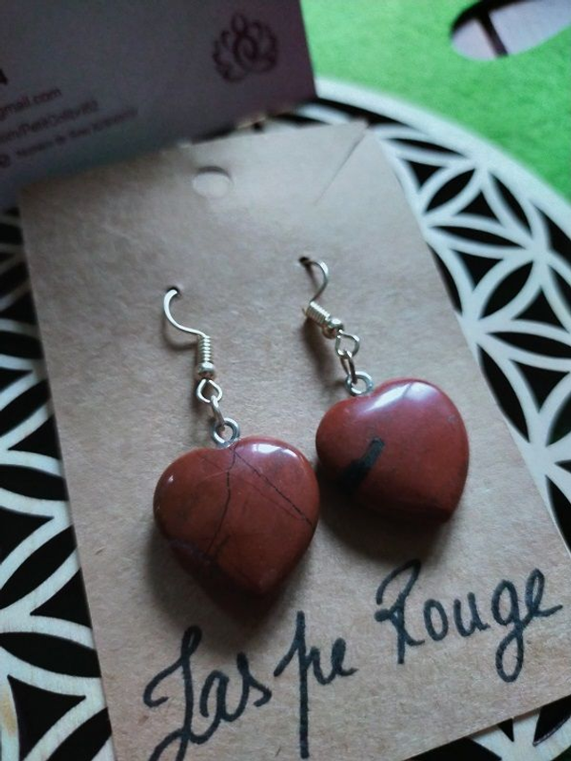♡ Boucles Coeur Jaspe rouge ♡ 