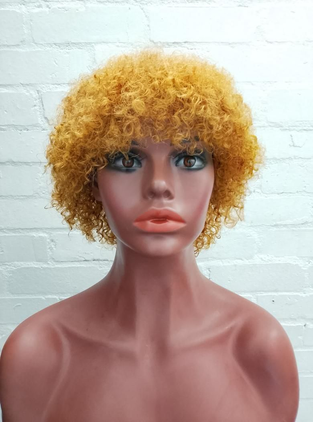 Blonde Brazilian Human Hair Jerry Curl Wig 
