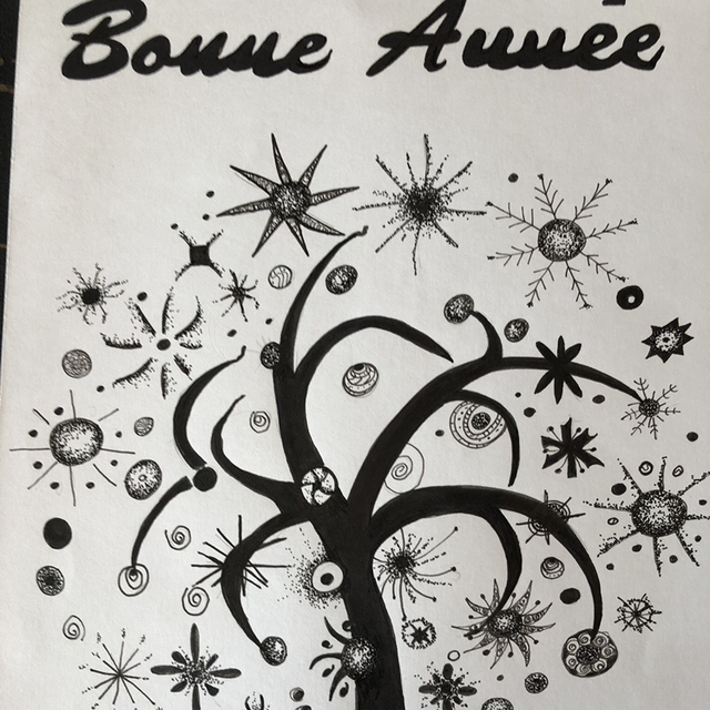 Arbre bonne année - 21 x 30 cm  - encadrement 