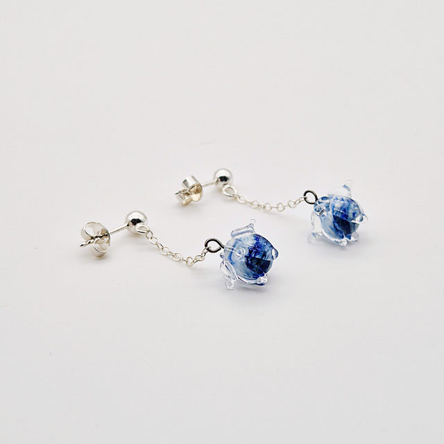 Boucles d'oreilles Clochettes bleus et blanches