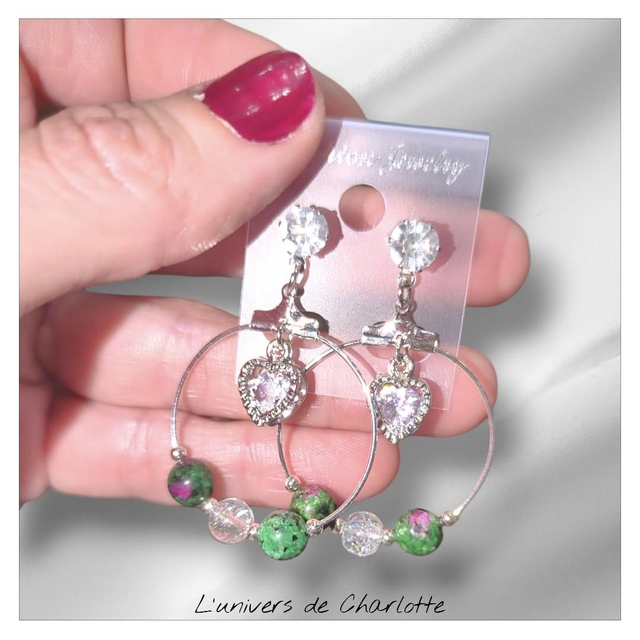 Boucles d'oreilles "Rubis Fuschite" BO-163