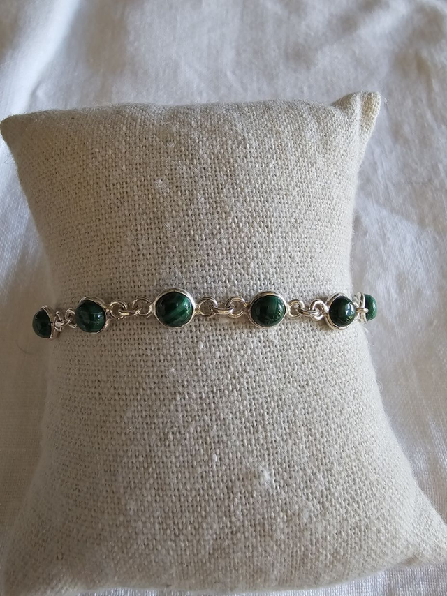 bracelet malachite en argent 