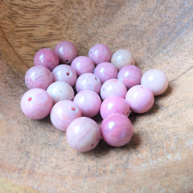 Rhodonite Rose Perles Rondes Polies - A l&#039;unité