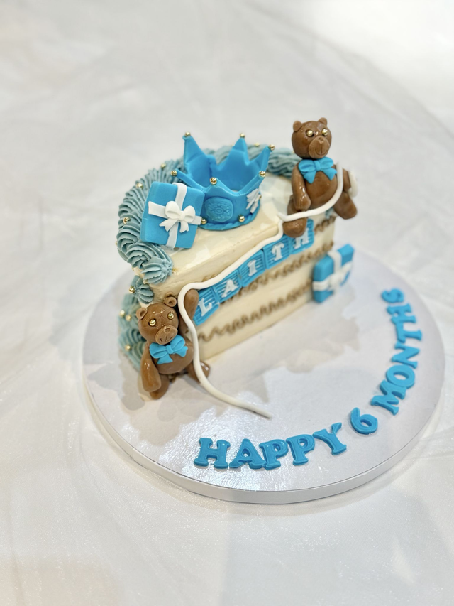 6 Months Teddy Bear Birthday Cake